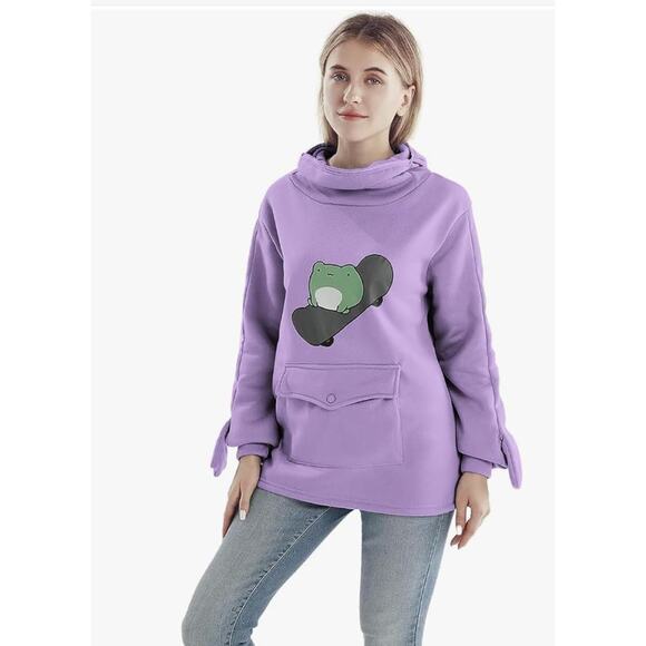 Frog Hoodie Oversized Graphic Hoodie Sweatshirt Pullover SIZE 2XL - Picture 1 of 6
